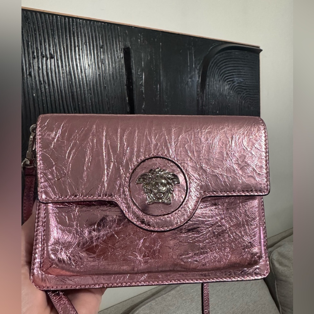 Versace La Medusa Metallic Pink Shoulder Bag